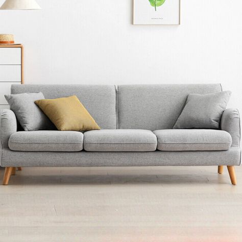 Polyester Sofa, Modern Fabric Sofa, Cotton Sofa, Sofa Cotton, Simple Sofa, Small Apartment Living Room, Three Seat Sofa, Sofa Legs, Small Apartment Living