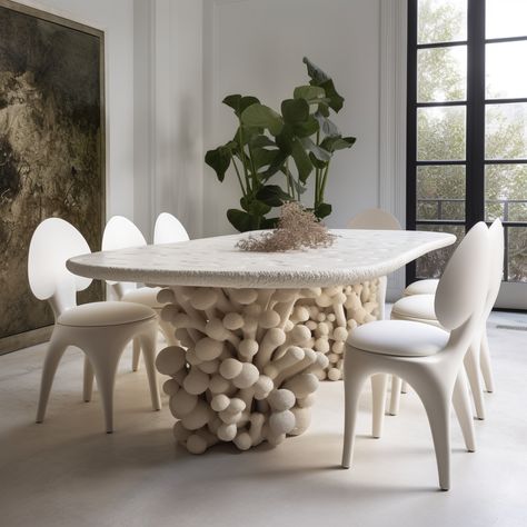 Biomorphic Interior Design, Biomorphic Design, Designer Dining Table, Bespoke Dining Table, Furniture Design Sketches, Round Dining Room Table, Artistic Furniture, Luxury Table, Salon Interior Design