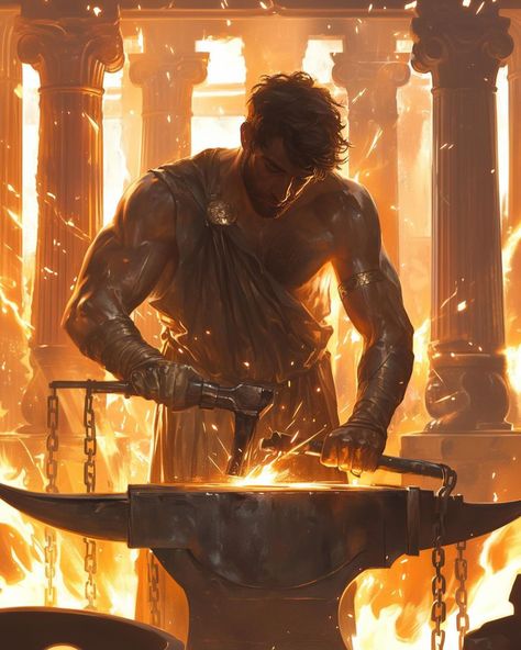 Hephaestus God, Greek God Wallpaper Aesthetic, God Of Fire, Jungian Archetypes, Final Fantasy Art, New Fantasy, Occult Art, Soft Spot, Greek Art