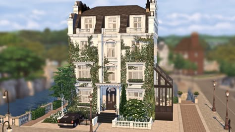 Townhouse Sims 4, French Buildings, Townhouse Exterior, Sims 4 Speed Build, Sims 4 House Building, London Townhouse, Sims 4 House Design, Casas The Sims 4, Sims Building