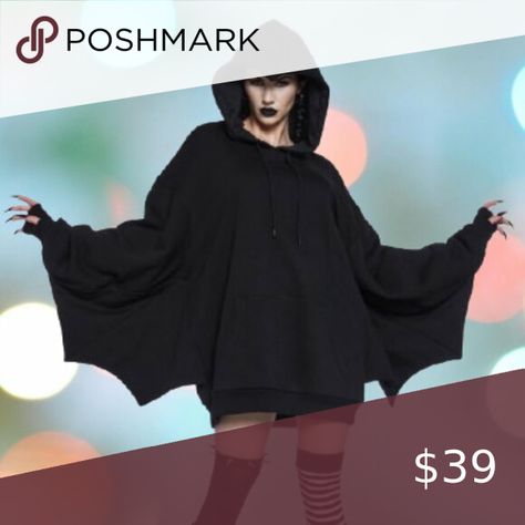 cozy pullover hoodie with bat wings for halloween or any spooky occasion! 驪 Halloween Goth, Bat Wing, Cozy Pullover, Cozy Winter, Bat Wings, Dolls Kill, Oversized Fits, Pullover Hoodie, Bat