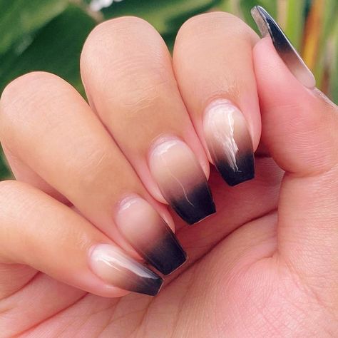 Grey Black with White Ombre Gel Nail Strips | Mystery - 2119 | Danni & Toni Smokey Ombre Nails, Goth Ombre Nails, Ombre Witch Nails, Fall Tips Nails, Fall Ombre Nails Burgundy, Mystery Nails, Black Gradient Nails Ombre, Black To Gray Ombre Nails, Hombre Nails Black And Purple