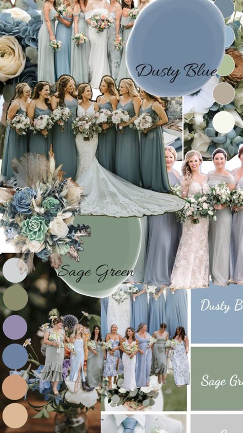 Dusty Sage And Dusty Blue Wedding, Light Blue And Sage Wedding Theme, Sea Glass Wedding Colors Fall, Pale Blue And Green Wedding, Sage Green And Navy Wedding Theme, Sage And Blue Wedding Colors, Sea Glass And Sage Wedding, Dusty Blue And Green Wedding Theme, Dust Blue And Sage Green Wedding