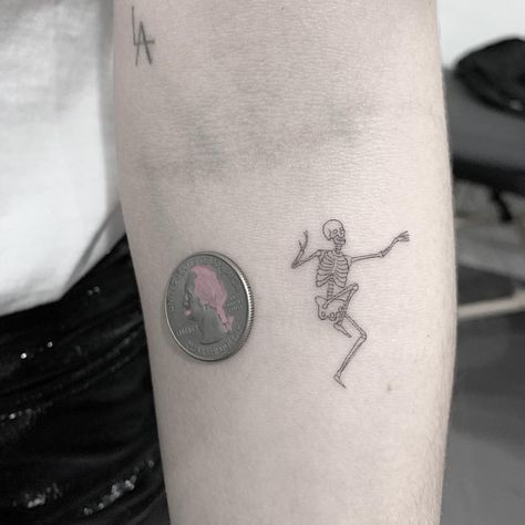 Simplistic Skeleton, Dancing Skeleton Tattoo, Tattoo Skeleton, Father Tattoos, Skeleton Tattoo, L Tattoo, Skeleton Tattoos, Doodle Tattoo, Dancing Skeleton