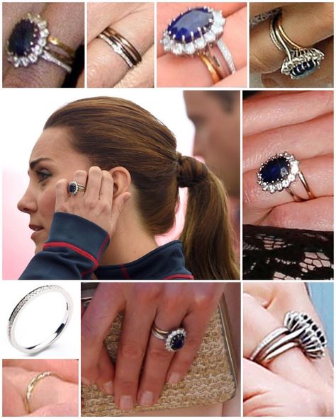 Catherine, Duchess of Cambridge's diamond eternity ring in addition to her Welsh Gold wedding band and Diana's sapphire engagement ring. Kate Middleton Wedding Ring, Royal Wedding Rings, Kate Middleton Ring, Kate Middleton Engagement Ring, Royal Engagement Rings, Düşes Kate, William E Kate, Middleton Wedding, Welsh Gold