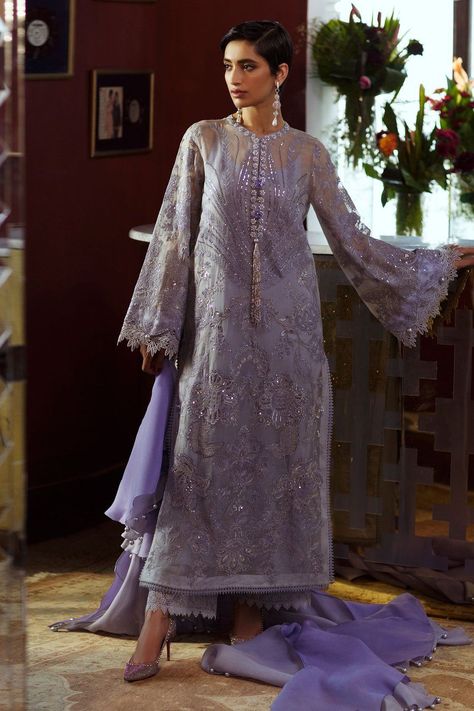 Elan Arbre Lilas Ep-20169 Le- Miroir Formal 2021 -  #Arbre #Elan #Ep20169 #Formal #Lilas #miroir Outfit From Scratch Ideas, Net Dresses Pakistani, Wedding Guest Clothes, Eid Suits, Net Dress Design, Outfit From Scratch, Elan Dress, Dress To Buy, Sharara Designs