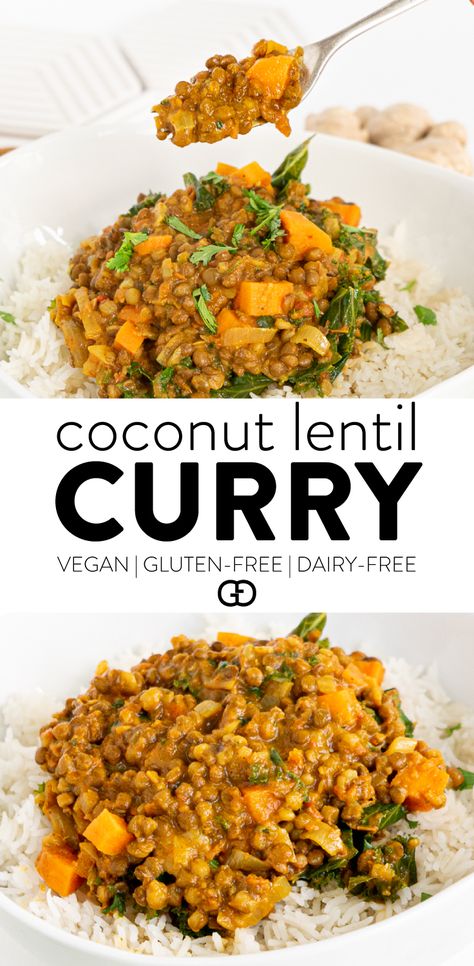 Coconut Curried Lentils, Creamy Coconut Lentil Curry, Carrot Lentil Curry, Lentil Curry Coconut Milk, Curry Lentil Recipes, Canned Lentil Recipes, Coconut Curry Lentils, Coconut Lentils, Lentils Mushrooms