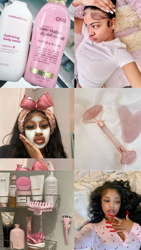 #pink #pinkaesthetic #skincare #blackwomen #blackgirlaesthetic #blackgirlskincare #pinkaestheticblackwomen #bw #skin #selfcareaesthetic #selfcare Femininity Aesthetic, Pink Lifestyle, Body Hygiene, Shower Skin Care, Pretty Skin Care, Beauty Goals, Pretty Skin, Bath And Body Care, Pink Girly Things