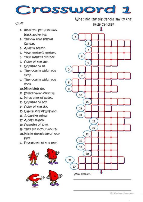 Crossword 1 - English ESL Worksheets for distance learning and physical classrooms Kids Crossword Puzzles, Word Puzzles For Kids, English Games, 2nd Grade Worksheets, English Worksheets For Kids, Crossword Puzzles, Phonics Reading, 1st Grade Worksheets, Comprehension Worksheets