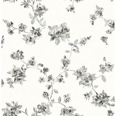 Grey floral wallpaper