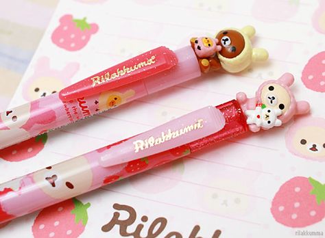 Rilakkuma Stationery Things, Pink Pens, Kawaii School Supplies, Stickers Kawaii, Cute Stationary, Cute Pens, Kawaii Accessories, Cute School Supplies, Diy Stationery