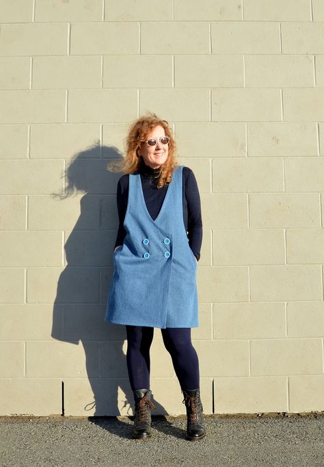 York Pinafore, Denim Sewing, Pinafore Dress Pattern, Cord Pinafore Dress, Colourful Canvas, Tour Aesthetic, Dressing Over 50, Lovely Fashion, Blind Stitch