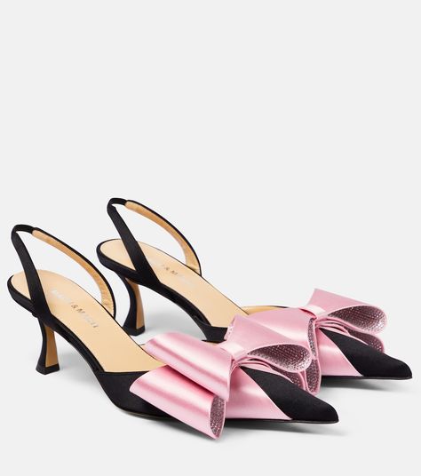 Le Cadeau 65 Satin Slingback Pumps in Black - Mach Mach | Mytheresa Mach And Mach Heels, Aw 23, Mid Heels Pumps, Straw Tote Bag, Designer Pumps, Satin Pumps, Slingback Shoes, Evening Shoes, Online Shopping For Women