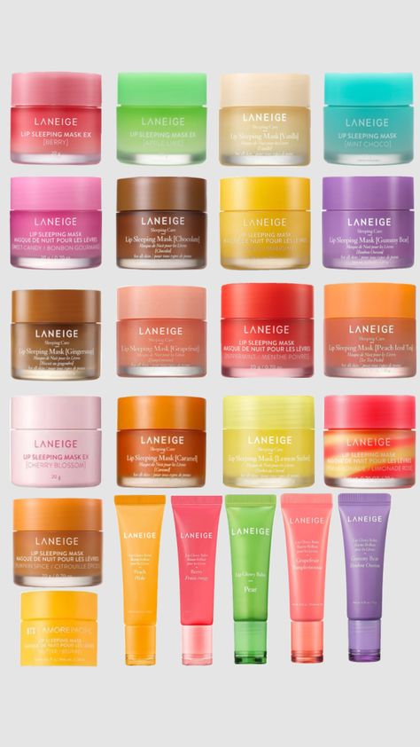 All laneige lip mask| laneige lip mask wishlist/collection! #laneige #laneigelipmask #beauty #lipsleepingmask #skincare #skincareproducts #viral #beauty #laneigeproduct #skincarewishlist #wishlist Laniage Lip Masks, Best Laneige Products, Laneige Lip Sleeping Mask All Flavours, Laneige Lip Mask Collection, Lenege Lip Mask, Laneige Lip Mask Set, Langieg Lip Mask, Lainage Lip Mask, Laneige Lip Sleeping Mask Aesthetic