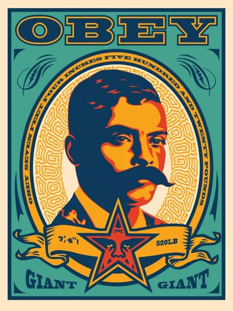 ZAPATA (TEAL) 2020 - Obey Giant Shepard Fairey Art, Shepard Fairey Obey, James Ensor, Moving To San Diego, Obey Art, Arte Punk, Urban Street Art, Shepard Fairey, Propaganda Posters