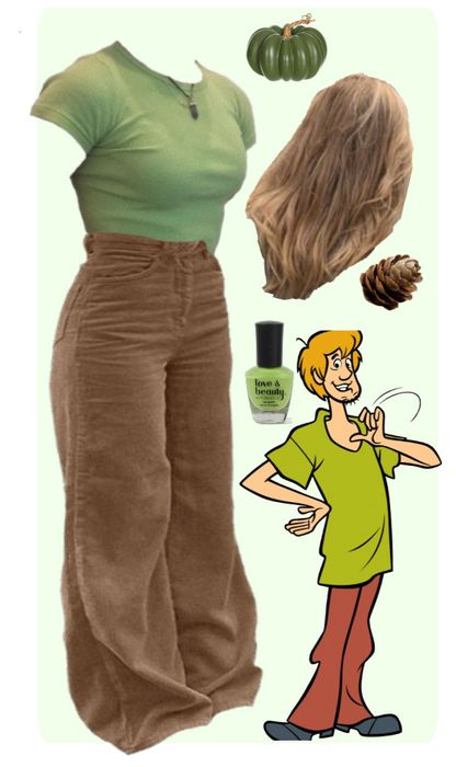 Shaggy Scooby Doo Outfit Ideas, Shaggy Scooby Doo Outfits, Shaggy From Scooby Doo Costumes, Scooby Shaggy Costume, Disney Diy Outfits Ideas, Shaggy Rogers Costume, Shaggy Womens Costume, Shaggy Inspired Outfits Scooby Doo, Cute Shaggy Costume