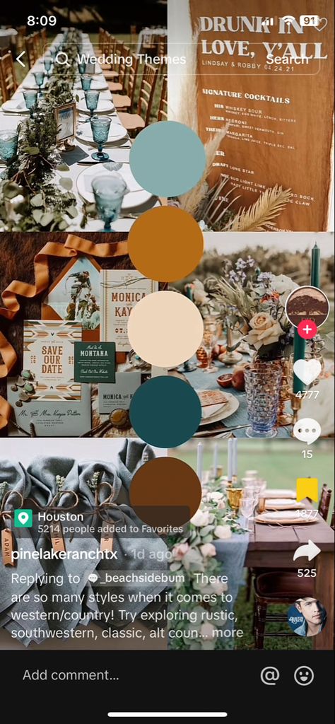 Fall Country Wedding Colors Colour Palettes, Western Wedding Color Pallet, Rustic Colors Wedding, Turquoise And Copper Wedding, Western Wedding Colors Schemes Turquoise, Western Wedding Colors Schemes Summer, Western Wedding Blue, Turquoise Western Wedding Theme, Teal Western Wedding