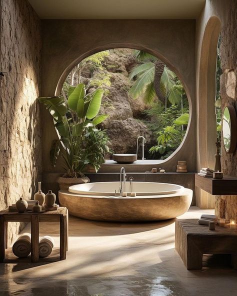 Earthship Home, Earthy Bathroom, Earthy Home, Luxury Bohemian, Bathroom Design Inspiration, Spa Inspired Bathroom, Casa Container, Cover Image, Commercial Interior Design