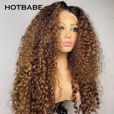 Curly Lace Wig, Hd Lace Frontal, Brown Ombre, Brown To Blonde, Blonde Ombre, Honey Blonde, Wig Accessories, Hd Lace, Brazilian Hair