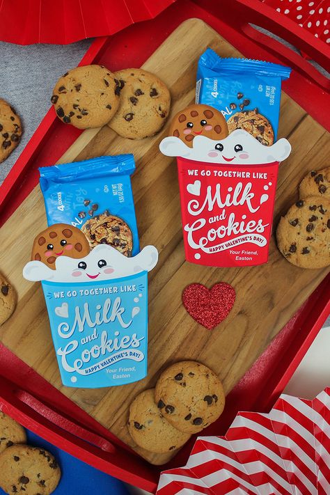 Valentines Food Toddler, Valentine Day Exchange Ideas For Kids, Cookie Valentines For Kids, Milk And Cookies Valentine, Diy Kid Valentines For School Friends, Valentines Day Favors For Kids, Cookie Valentines Printable Free, We Go Together Like Milk And Cookies, Valentines Exchange Ideas Classroom