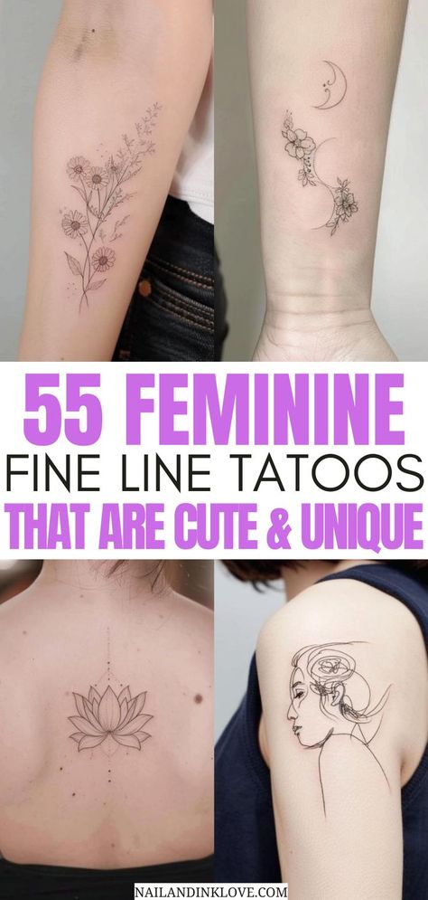 fine line tattoo ideas, fine line tattoos for women forearm, fine line tattoo designs, danty tattoos, dainty tattoos Best Minimalist Tattoo For Women, Feminine Line Work Tattoo, Fine Line Flower Tattoos For Women, Feminine Line Tattoos, Back Of Next Tattoo Women, Tattoo Ideas Female Black And White, Minimalist Tattoo For Women Ideas, Elegant Flower Tattoos For Women, Fine Line Flower Arm Tattoo