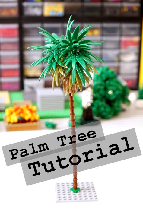 Palm Tree Tutorial | Full Plate Builds Palm Tree Tutorial, Lego Jungle, Lego Tricks, Lego Plants, Lego Design Ideas, Lego 5, Lego Diy Crafts, Lego Tree, Tree Building