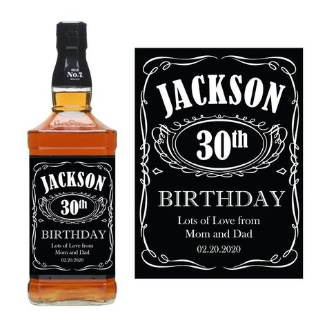 Happy Birthday Jack Daniels, Jack Daniels Label, Whiskey Bottle Labels, Jack Daniels Birthday, Personalised Bottle Labels, Jack Daniels Bottle, Black Whiskey, Birthday Care Packages, Birthday Labels