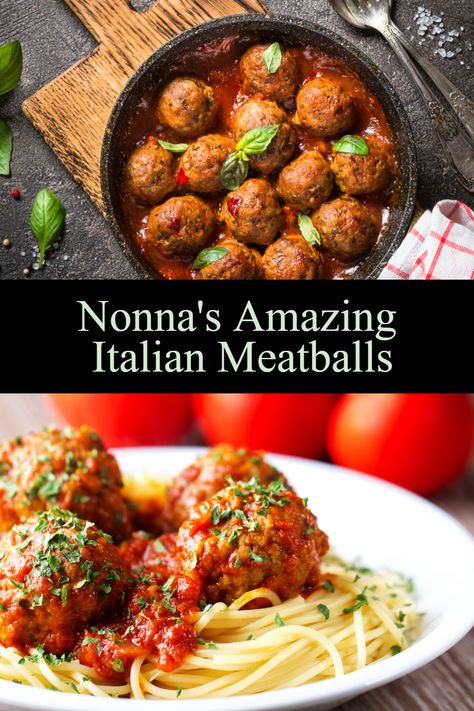 This juicy Italian meatball recipe from Nonna’s kitchen is the ultimate comfort food. Nonna is Italian for grandmother and this recipe will have you praising her name. These glorious orbs of ground beef are broiled to golden brown perfection; then, they are simmered in a delicious tomato sauce, bursting with flavor until they are juicy and tender. Serve over your favorite pasta, such as spaghetti. Grandma’s Italian meatball recipe is a classic dish that is perfect for a hearty meal. Easy Italian Meatballs Baked, Meatball Recipes With Ground Beef, Meatball Vodka Sauce, Ground Beef Italian Meatballs, Recipes For Italian Meatballs, Italian Meatball Casserole Recipes, Tender Italian Meatballs, Italian Meatball Recipes Beef, Grandmas Meatball Recipes