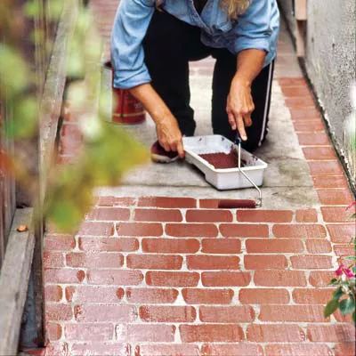 Paint Concrete Patio, Concrete Patio Makeover, Concrete Path, Brick Walkway, Porch Uk, Front Porch Ideas Australia, Summer Porch, Christmas Front Porch, Small Front Porches