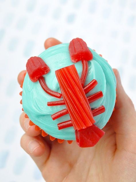 Candy Lobster Cupcakes Crab Boil Dessert Ideas, Lobster Birthday Party, Lobster Party Ideas, Lobster Cupcakes, Lobster Craft, Lobster Birthday, Lobster Wedding, Lobster Cake, Lobster Party