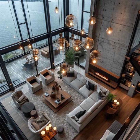 living room industrial Modern Contemporary Homes Interior, Industrial House Decor, Industrial Chic Home, Industrial Chic Living Room, Talavera Toilet, Loft Style Living Room, Amenity Space, Industrial Chic Interior, Colored Toilets