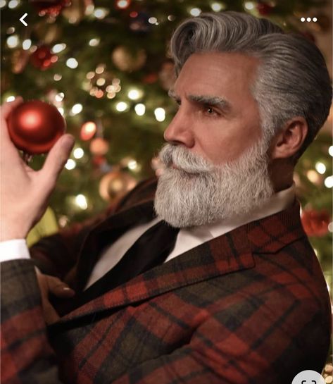 Greg Berzinsky, Hipster Santa, Fashion Santa, Santa Claus Images, Men With Grey Hair, Santa Beard, Bad Santa, Christmas Shoot, Dapper Men