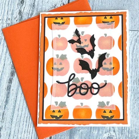 ColoradoCottageCo - Etsy Broomfield Colorado, Orange Envelope, Bats Halloween, Hand Stencil, Halloween Greeting Card, Pretty Pink Posh, Halloween Greetings, Handmade Greeting Cards, Halloween Card