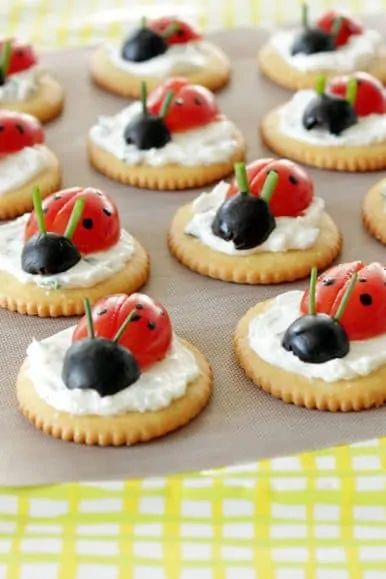 Ladybug Snacks, Ladybug Food, Bug Snacks, Food Art For Kids, Ladybug Birthday, Kids Party Food, Easy Food Art, Delicious Snacks, Birthday Food