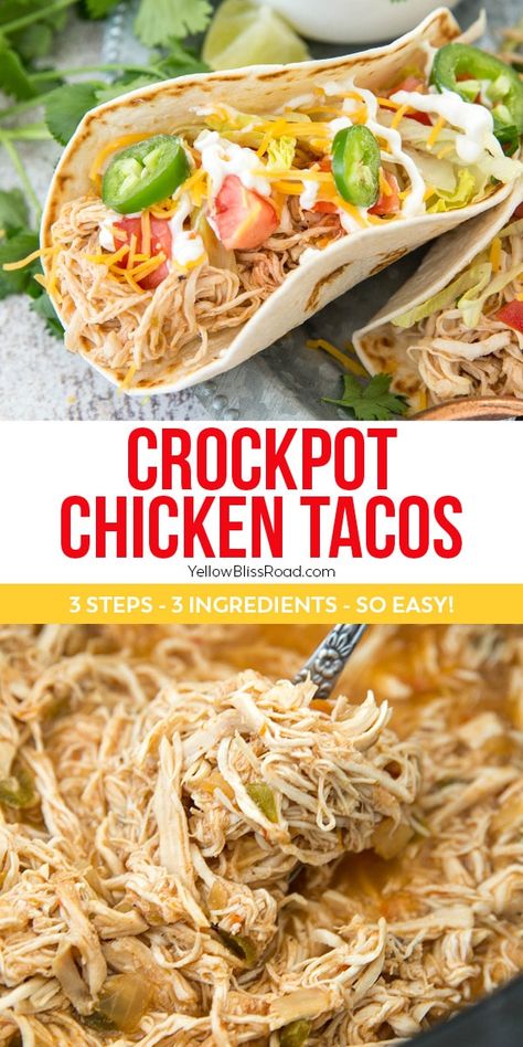 Chicken Taco Crockpot Recipes Easy, Easy Slow Cooker Chicken Tacos, Crockpot Recipes Chicken Tacos, Crock Pot Chicken Tacos Easy, Chicken Taco Crockpot Recipes, Crockpot Chicken Taco Recipes, Taco Chicken Crockpot, Slow Cooker Taco Chicken, Barrio Tacos