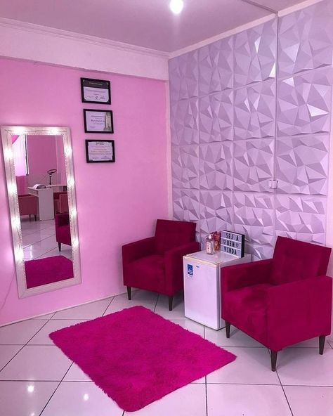 Wax Station Ideas At Home, Apartment Salon Ideas, Lash Studio Decor Interior Design, Pink Lash Room, Beauty Shop Decor, Ruangan Studio, Nail Room Ideas, Beauty Room Salon, Home Beauty Salon