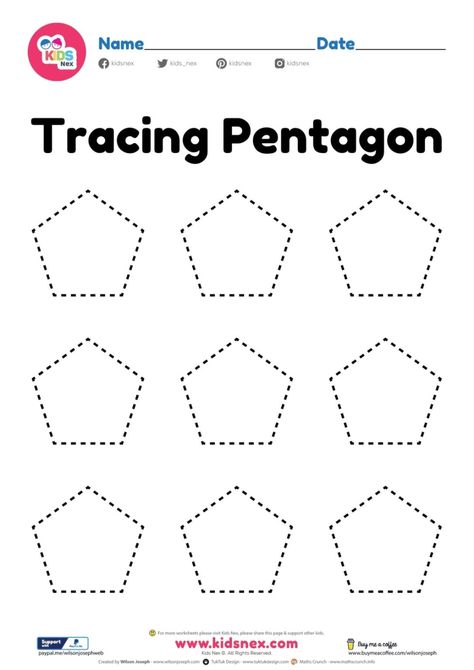 Pentagon Tracing Worksheet, Pentagon Art Preschool, Pentagon Shape Preschool, Pentagon Shape Activities For Preschool, Pentagon Worksheet Preschool, Pentagon Activities Preschool, Pentagon Crafts Preschool, Tracing For Preschool, Shape Worksheet