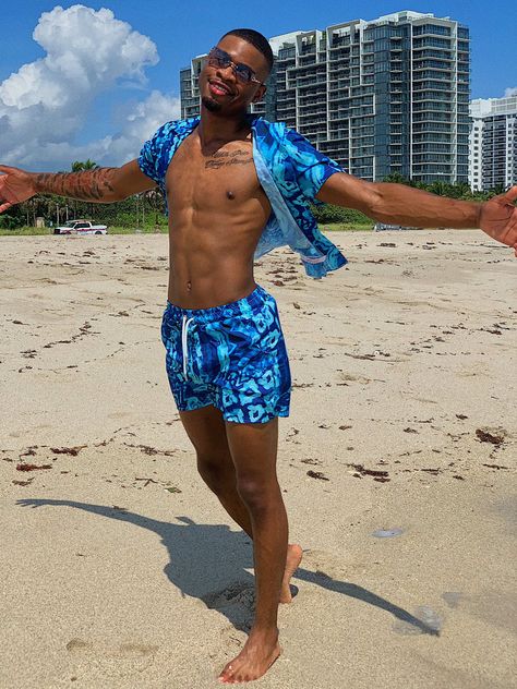 Miami Beach Outfits Men, Men’s Vacation Fits, Pool Outfit Ideas Men, Black Man Beach Outfit, Male Cruise Outfits, Pool Fits Men, Black Guy Vacation Outfits, Mens Vacation Outfits Black Men, Men Vacation Outfits Beach Black Men