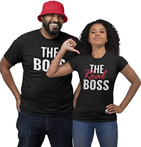 The Boss & The Real Boss Matching Shirts for Couples Him and Her Couple Outfits Matching Shirts For Couples, Shirts For Couples, Groom Shirts, Boyfriend And Girlfriend, Matching Costumes, Couple Tees, Matching Couple Shirts, Basic Wear, Couple Tshirts