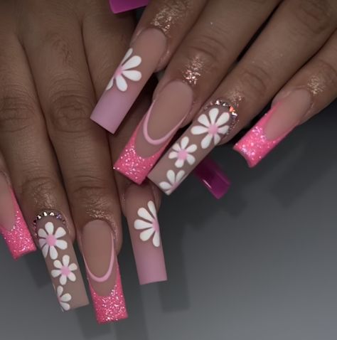 Easter Coffin Acrylic Nails, Resurrection Nail Art, Spring Nails With Design, Unique Spring Acrylic Nails, Pink Mother's Day Nails, Mothers Day Nails Acrylic, April Acrylic Nails, Spring Set Nails, Easter Acyrilics Nails Designs