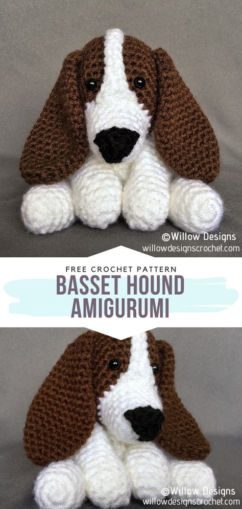 Basset Hound Amigurumi Free Crochet Pattern The author of this design is the real master of amigurumi dogs! You should certainly check them all out as they are out-of-this-world adorable. Just look at this Basset with its sweet face and deep black eyes. Our hearts have melted! #amigurumi #amigurumidog #crochetdog #freecrochetpattern Free Crochet Toy Patterns Amigurumi, Crochet Hound Dog Free Pattern, Argurami Free Pattern, Basset Hound Crochet Pattern Free, Dog Themed Crochet, Crochet Stuffed Dog Free Patterns, Basset Hound Crochet Pattern, Crochet Shadow The Hedgehog Pattern Free, Free Arigumi Animal Patterns