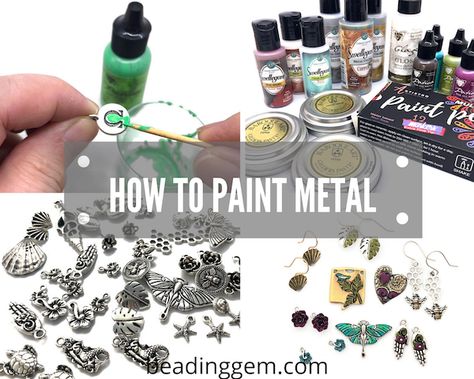 How To Paint Metal Jewelry, Painted Metal Jewelry, Painting Metal Jewelry, How To Make Enamel Jewelry, How To Paint On Metal, How To Color Metal, Furniture Molding, Metal Tutorial, Vintaj Jewelry