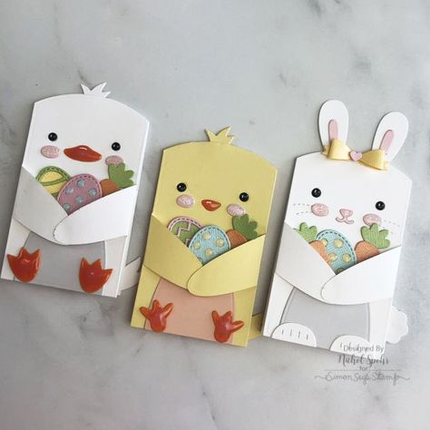 Spring Critter Huggers Shaped Cards (Lawn Fawn) Easter Card Diy Kids, Easter Cards Diy, Easter Card Diy, Easter Shaker Cards Handmade, Lawn Fawn Easter Cards, Lawn Fawn Woodland Critter Huggers, Lawn Fawn Celebrate Critters, Woodland Critters, Money Cards