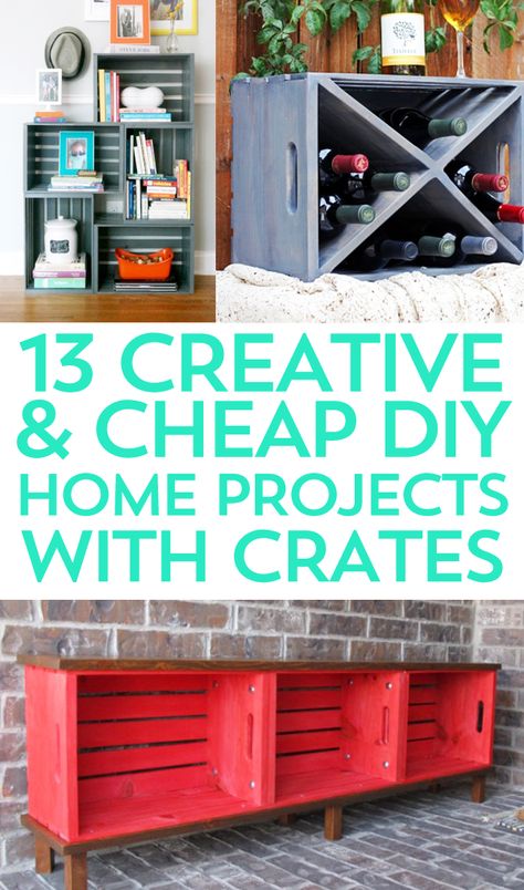 Crafts With Crates, Wooden Crates Crafts, Wooden Crates Projects, Crate Crafts, Crate Decor, Diy Home Decor For Apartments, Diy Wooden Crate, Crate Furniture Diy, Crate Diy