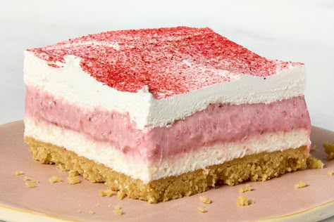 Like strawberry shortcake — but better. Dream Bars, Easy Sweets, Strawberry Shortcake Recipes, Shortcake Recipe, Waffle Cookies, Baked Strawberries, Strawberry Lemon, Freeze Dried Strawberries, Recipes Appetizers And Snacks