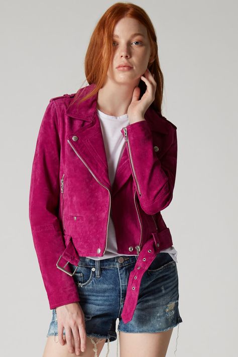 Suede Biker Jacket, Suede Biker, Viva Magenta, Blank Nyc, Pink Outfits, Leather Biker Jacket, Biker Style, Urban Chic, Pantone Color