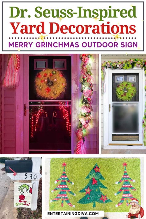 12 Awesome Grinch Outdoor Christmas Decor Ideas | Holidays Grinch Outdoor Decor, Grinch Stealing Lights, Grinch Yard Decorations, Christmas Outdoors, Outdoor Christmas Decor Ideas, Outdoor Decor Ideas, Grinch Wreath, Grinch Decorations, Witch Tips