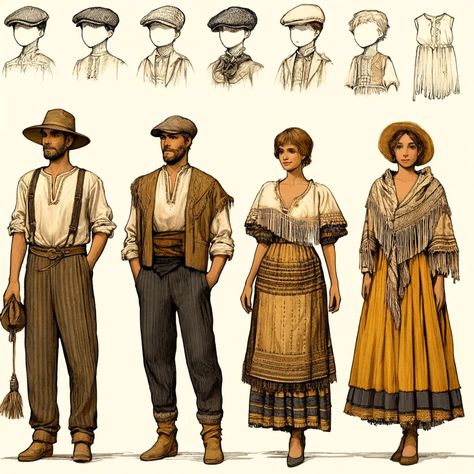 18th Century America, 1800s German Fashion, Traveler Character Design Male, Dnd Male Outfit, 1500s Fashion Peasant, Solarpunk Clothing, Blacksmith Costume, 1800s Fashion Poor, Peasant Character Design