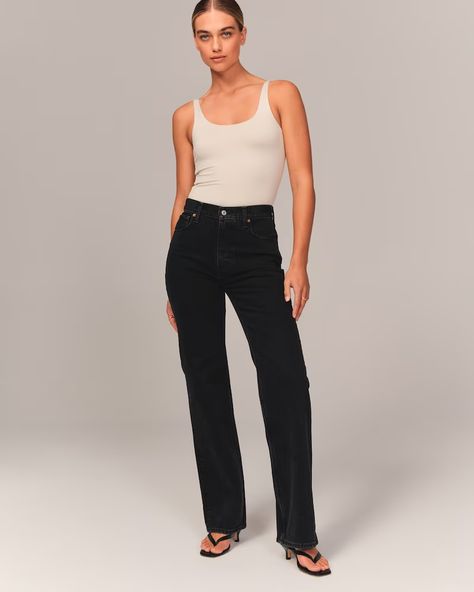 Women's High Rise 90s Relaxed Jean | Women's | Abercrombie.com Tailored Pants Women, High Rise 90s Relaxed Jean, Nyc Outfits, High Rise Denim Jeans, Women's Bottoms, Abercrombie And Fitch Jeans, Relaxed Jeans, Loose Jeans, High Rise Denim