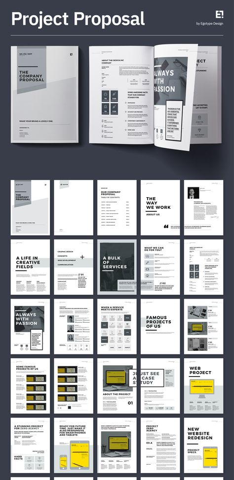 Download Template: https://1.envato.market/EKE5n9 Minimal and Professional Proposal and Portfolio Brochure Template for creative businesses, created in Adobe InDesign, Microsoft Word, Apple Pages and Affinity Suite (Affinity Publisher, Affinity Designer and Affinity Photo) in International DIN A4 and US Letter format. Proposal Design Layout Creative, Proposal Paper, Affinity Publisher, Proposal Brochure, Corporate Fonts, Proposal Cover, Best Proposals, Design Proposal, Brand Manual